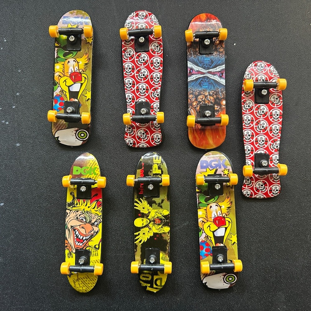 Fingerboard Lot (8) Mini Skateboard Not Tech Deck Plastic Clown Joker Skull DGK